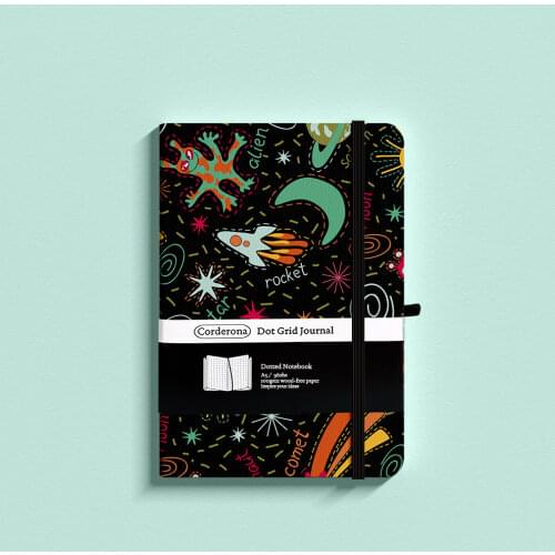 Space A5 Dotted Notebook Dot Grid Journal Hard Cover Elastic Band Bullet Travel Planner Diary