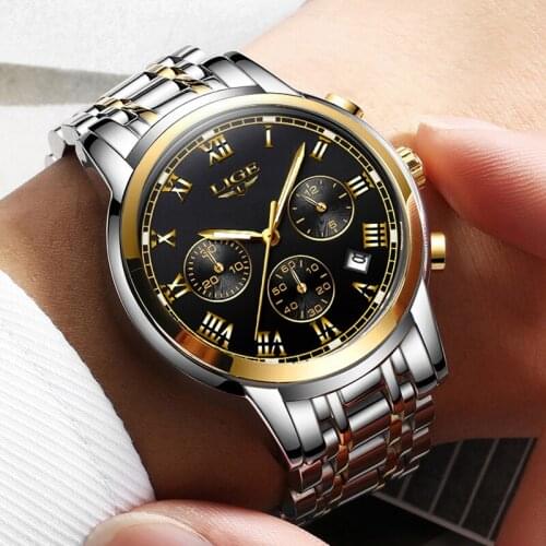 Relogio Masculino New Watch Men Hot Classic Luxury LIGE Sports Chronograph Mens Watches Stainless Steel Waterproof Quartz Clock