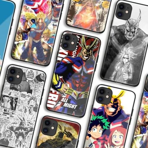 My Hero Academia All Might BNHA Phone Cases For iPhone 11 12 Mini Pro XS Max 6s X XR 6 7 8 Plus SE Soft TPU Shell Glass Cover
