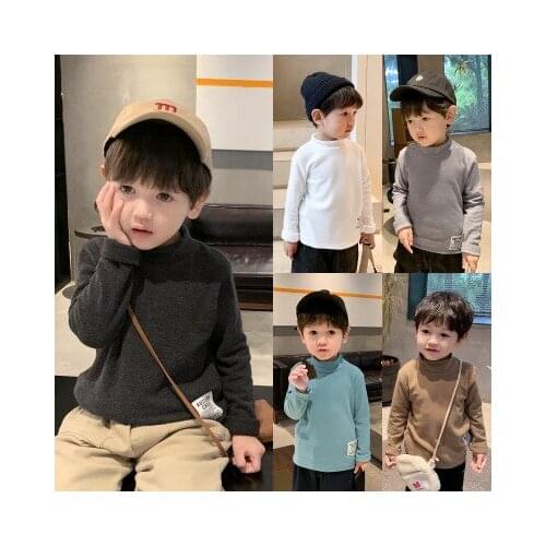 Baby Plus Velvet Turtleneck Bottoming Shirt 2020 Winter New Boys Casual T-shirt Kids Girls Solid Soft Top Tees New Baby Clothes