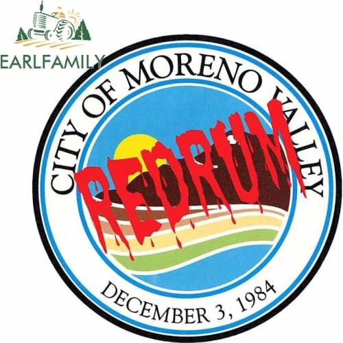 EARLFAMILY 13cm x 12.8cm for Moreno Valley Redrum Car Stickers Anime RV Decoration Creative Scratch-proof Window Vinyl Decal