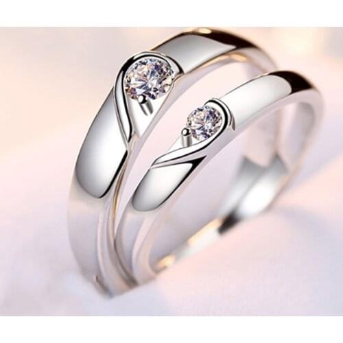 His and Her Heart Shape Matching Set Real Love Couples Wedding Band (A Pair)