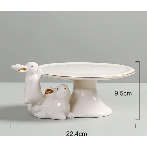 Ceramic Tableware Fruit Plates White Rabbit Storage Tray Cartoon fox bowl Snack Dessert Ceramic Plate Decoration Jewelry Tray