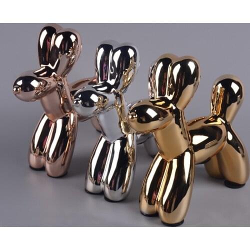 Ceramic animal dog put a Nordic home decoration put on a gold silver balloon plating