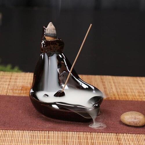 Backflow Censer Burner Incense Censer Holder Porcelain Censer Relax Antique Buddhist Desktop Classic Beautiful