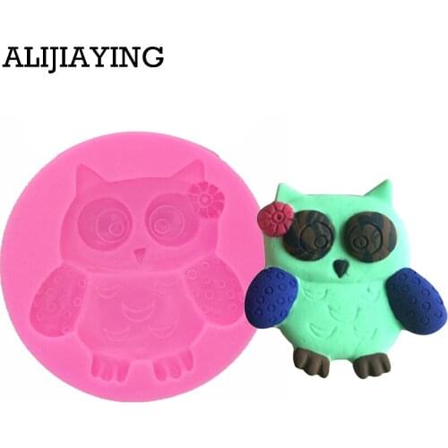 M0166 Animal Cartoon Owl Bird Silicone Fondant Soap 3D Cake Mold Cupcake Jelly Candy Chocolate Decoration Baking Tool Moulds