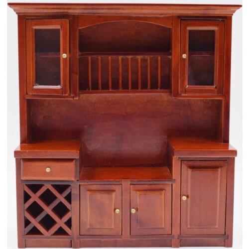 1:12 Scale Wooden Dollhouse Miniature Kitchen Cabinet Pretend Play Furniture Accessories Toy