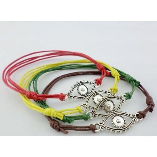 Wholesale 50pcs Silver Eye Charm Bracelet Adjustable Lucky Red Cord Braided Bracelets Bangles For Women Men Christmas Gifts