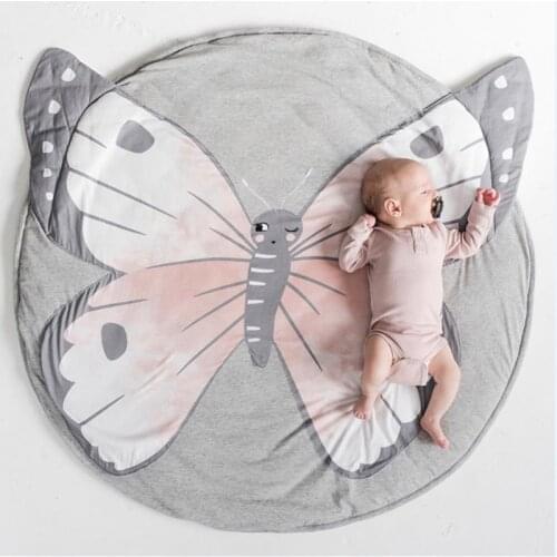 Newborn Baby Thick Round Rug Soft Butterfly Carpet Rugs Kids Play Mat Animal Carpets For Room Floor Decoration INS Baby Gift