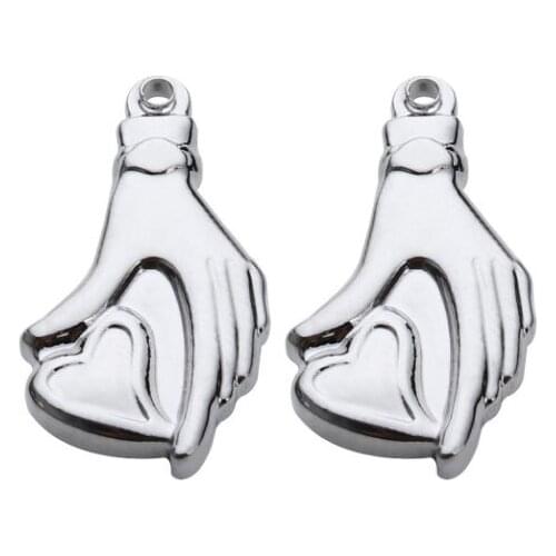 10pcs/lot hand heart 12*22mm Connector Metal Alloy Pendant For DIY bracelet Jewelry Making fg54r