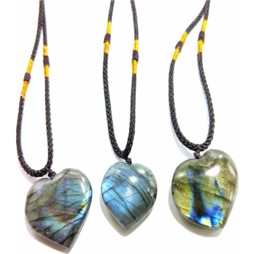 Natural Irregular Labradorite Pendant Necklaces Energy Stone Women Men Heart Pendant For Diy Jewelry Making Earring Necklace