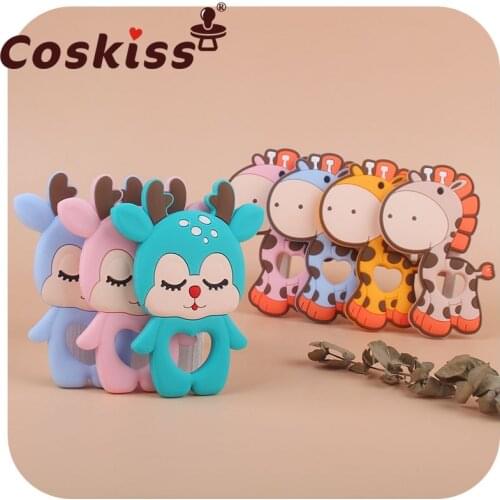 Coskiss 1pcs Baby Teether Silicone Deer Food Grade Sheep Teether Nursing Teething Necklace Accessories Silicone Animal Teether