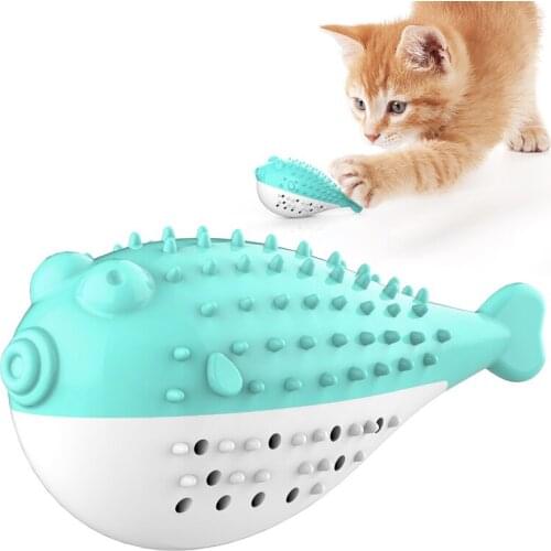 Rubber Cat Toys Refillable Catnip Fish Shape Pet Chew Toy Clean Teeth Toothbrush Molar Stick Squeak Fidget Toys Kitten Products