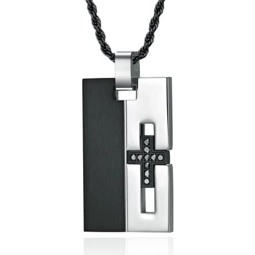 Luxury Stainless Steel Cross Necklace Assembled Pendant For Men 24 Inches Rope Twist Chain
