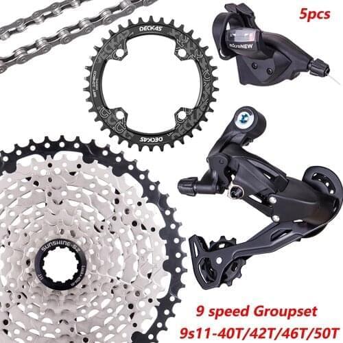ZTTO Mountain Bicycle 1X9 System 9 Speed Shifter Rear Derailleur Groupset kit 9S11-40T 42T 46T 50T Cassette for MTB 9V K7 XT X7