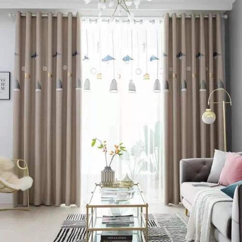 Modern Curtain for Living Dining Room Bedroom Simple Embroidery Curtains Morden Tulle Plain Weave Finished Product Customization