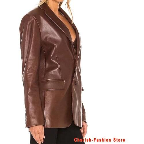 Loose PU Faux Leather Blazers Women Leather Jacket Coat Brand New Womens Jackets Outerwear Ladies Coats Female Leather Suit