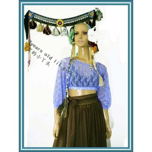 Belly Dance Top Costumes New Style Senior Sexy Lace Bat Sleeve Blouse DM82