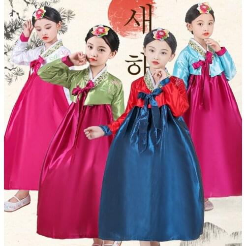 Korean Traditional Clothes Hanbok For Girls Children Embroidery Dress New Year Gift Christmas Festival Outfit Longsleeve