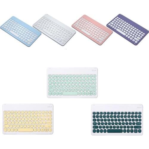 Three-system Universal Light And Thin Wireless Bluetooth Keyboard Round Key Color Bluetooth Keyboard For IPad Pro Samsung