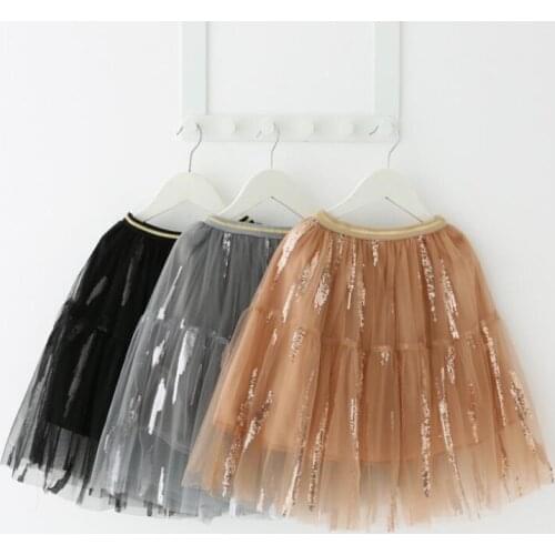 High Quality 2019 Sequined Tulle Girls Tutu Skirt Baby Shiny Wedding Girls Dance Skirts Child Skirts Girl Fluffy Long Pettiskirt