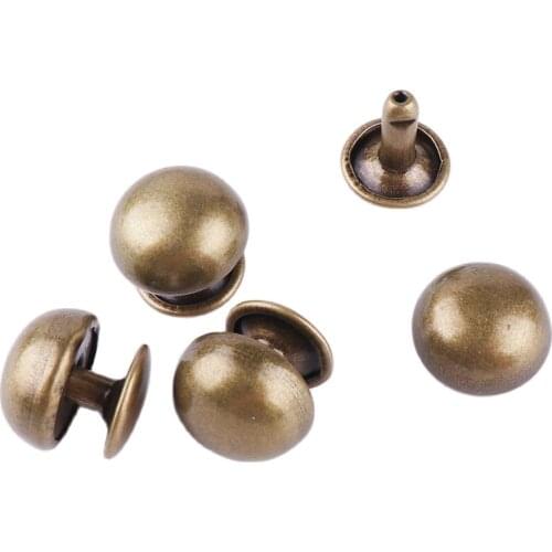 100 SETS 12*10mm Double Cap Rivets Bronze Stud Rivets Bag Shoes Garment Leather Craft Decorations DIY Sew Supplies DIY