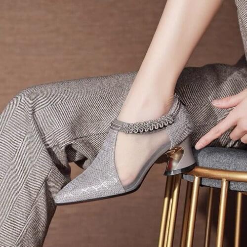 SONDR Summer Mesh Peep Toe Sandals Sexy Heels Single Shoes Women Shoes In Europe America 2021 Spring Summer Pumps Gauze Mujer