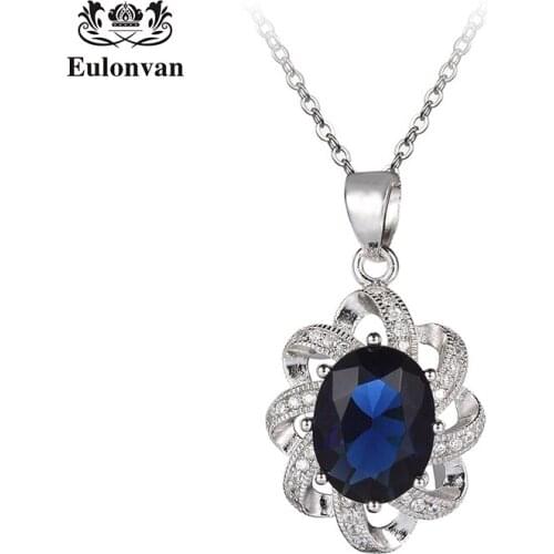 Eulonvan flower necklaces pendants 925 sterling silver For Women Collier Femme Ladies Chokers Accessories Explosion models S3701