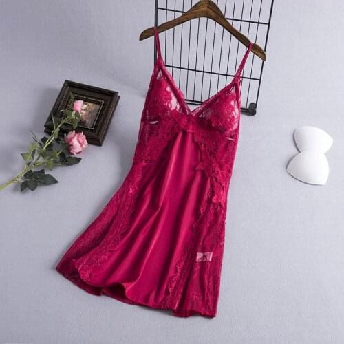 Fdfklak Black/White Silk Nighty Sexy Sleepwear Night Dress Women Nightgowns Summer Lace Spaghetti Strap Sleeping Dress