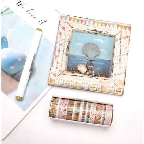 10 Rolls Kawaii Cute Grid Washi Tape Set Office School Stationery Supplies for Student Scrapbook Bullet Journal Washi Tape Sets