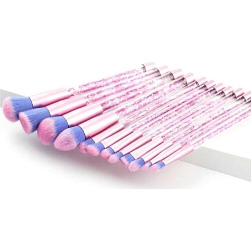 10pcs Unicorn Makeup Brushes Set Diamond Crystal Handle Blending Foundation Powder Eyeshadow Eyebrow Brush Beauty Make Up Tools