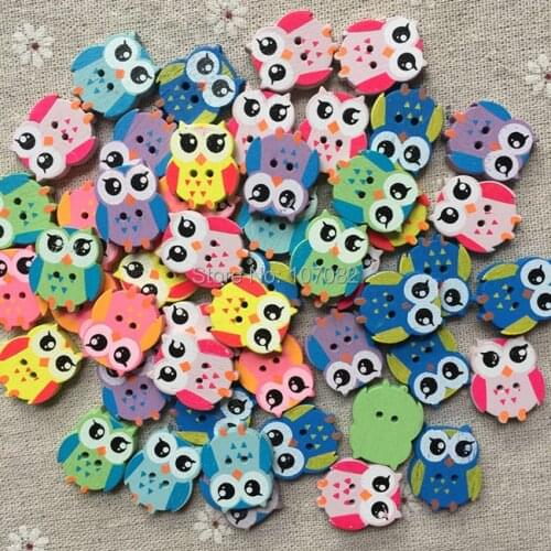 2000pcs Mixed Owl Shape Wooden Buttons 2 Holes Sewing Owls Button For Scrapbooking Embellishments 22X23mm