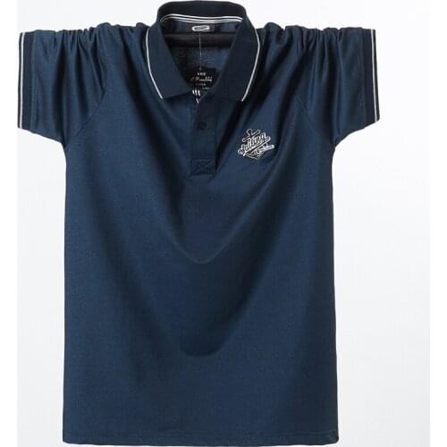 2021 Summer Men Polo Shirts Pure Cotton Shirts Short Sleeve Solid Polo Shirt Embroidered Emblem Simple Top Shirt Oversized 6XL