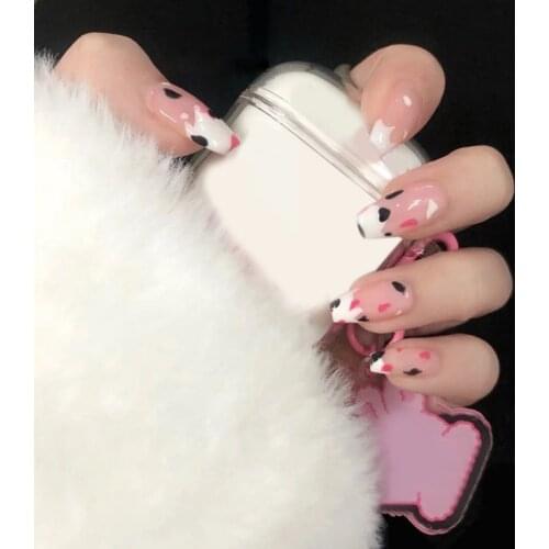 24pcs Fake Nails With Glue Popular Type Wear Long Paragraph Fashion Manicure Patch False Nails Press On Nails Designs DL