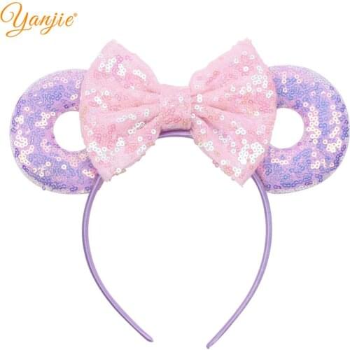 3.3" Mouse Ears Headband 2020 New Arrival Sequins Bows Donut Hair band For Women Girl Hair Accessories Boutique