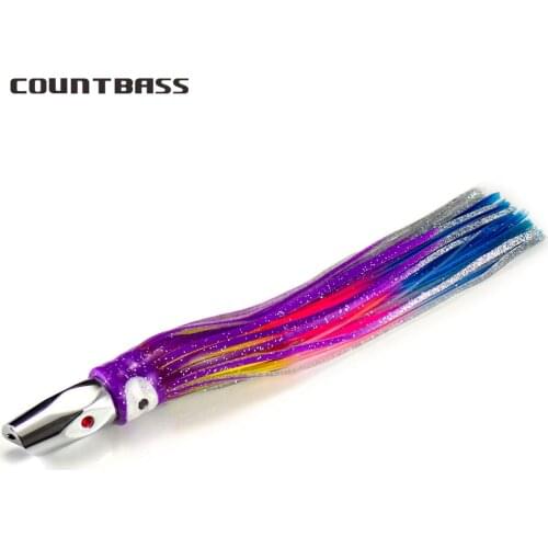 7.3oz Countbass Diamond Jet Head Trolling Fishing Lures, Brass Bullet with Squid Skirt, Tuna Wahoo Marline Sailfish Kinfish