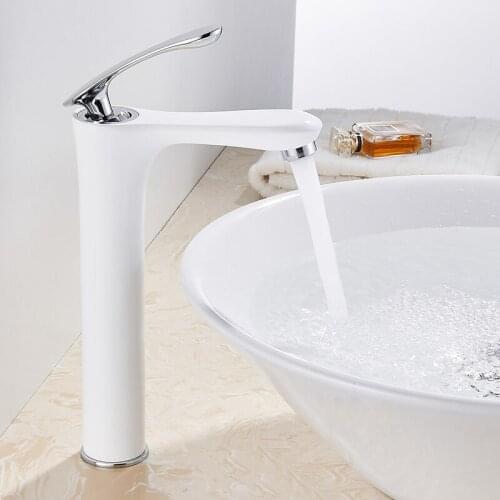 White Bathroom Faucet Single Lever Basin Faucet Hot and Cold Water Mixer Faucet Tap Bath Room Wash Face Hand Faucets Modern
