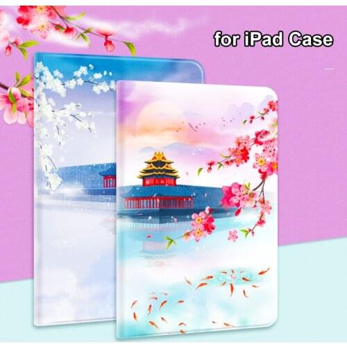 Tablet Case for iPad 7th 2019 10.2 10.5 11 Inch Mini 1 2 4 5 6 Air 2 3 Pro Smart Sleep Fold Stand PU Leather Flower Cover Funda