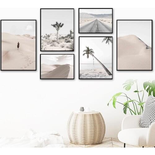Desert Coconut Tree Road Mountain Women Wall Art Canvas Painting Nordic Posters And Prints Wall Pictures For Living Room Decor