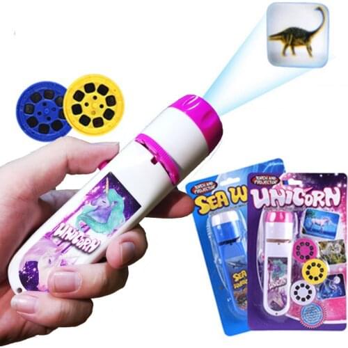Projection Flashlight Children Projector Light Cute Cartoon Toy Night Photo Picture Light Bedtime Learning Fun Toys