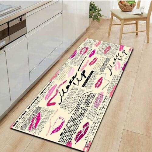 Retro Lip Print Home Kitchen Mat Entrance Doormat Bedroom Floor Decoration Hallway Living Room Carpet Bathroom Non-Slip Rug