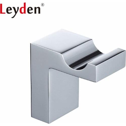 Leyden Hot Chrome Robe Hook Wall Mounted Solid Brass Wall Hook for Clothes Coat Hooks Copper Clothes Hangers Bathroom Accessory