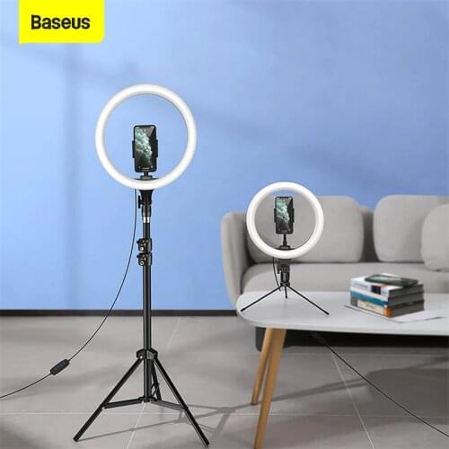 Baseus Dimmable LED Selfie Ring Light with Tripod USB Selfie Ring Lamp Photography Fill Light for Youtube Tiktok Phone Holder