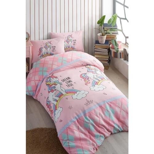 2021 Unicorn Pink Sheet Fitted Single Double Quilt Cover Team cotton Duvet Cover Bed Sheets Pillow case set young child