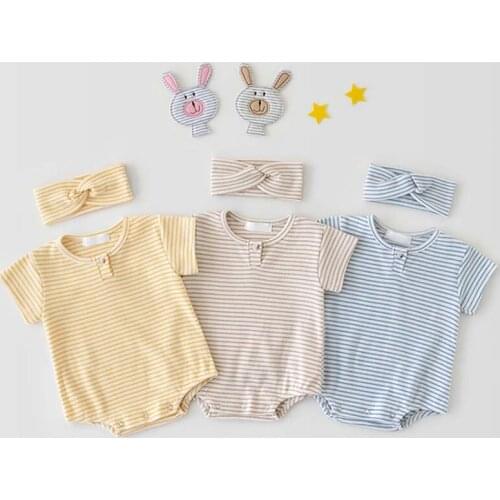 Summer Baby Girls Clothes Baby Boy Bodysuit stripe Short Sleeves Triangle Jumpsuit Infant One-piece Outfits