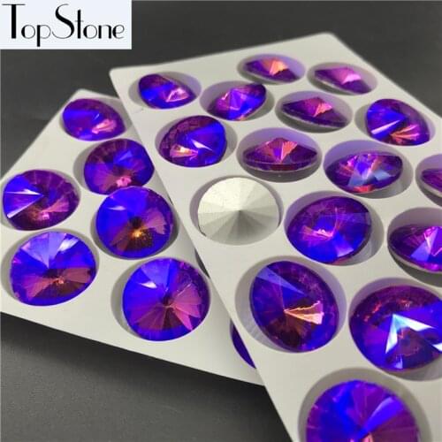 Lt Purple Velvet AB 8 10 12 14 16 18 mm RIVOLI CRYSTAL POINTED BACK Rhinestones Round Glass Crystal Stone Jewelry Dress Making