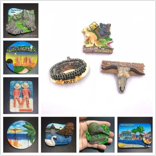 World Tourist Fridge Magnet Bahamas Switzerland Maldives Cambodia Canada Los Angeles USA Peru Mauritius Australia Italy Souvenir