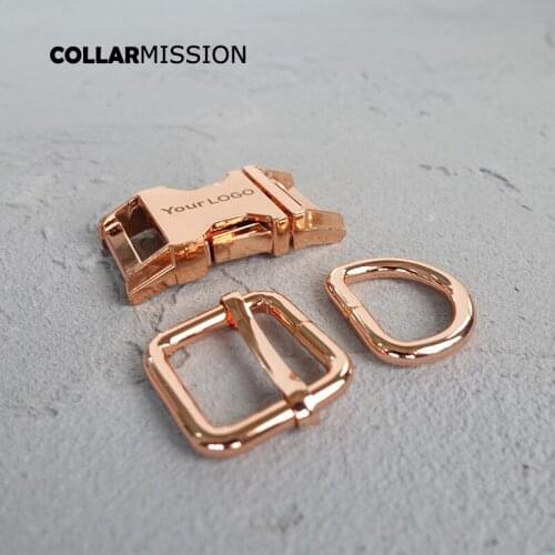 Metal buckle+adjust buckle+D ring/set) provide laser engraving service customize LOGO 20mm high quality plated buckle 4 colors