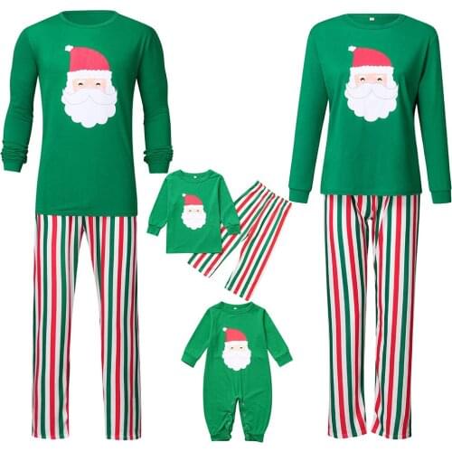 2021 Family Clothing Pajamas Mom and Dad Long Sleeve Printed Home Wear Santa Claus Kids Baby Fall/Winter Family Matching