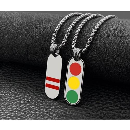 Titanium steel trendy traffic light pendant stainless steel wild simple men and women fashion necklace